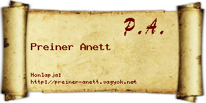Preiner Anett névjegykártya
